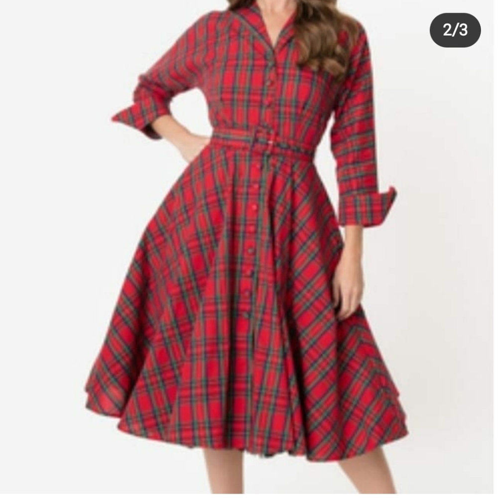 Red plaid dress